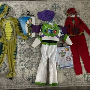 T-Rex Dinosaur, Disney Buzz Lightyear, & The Flash superhero costumes